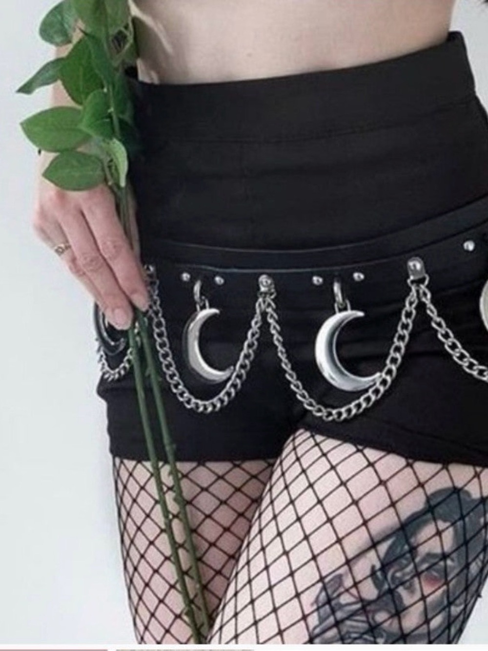 Killstar Rawk Black Silver Moon Chain Belt